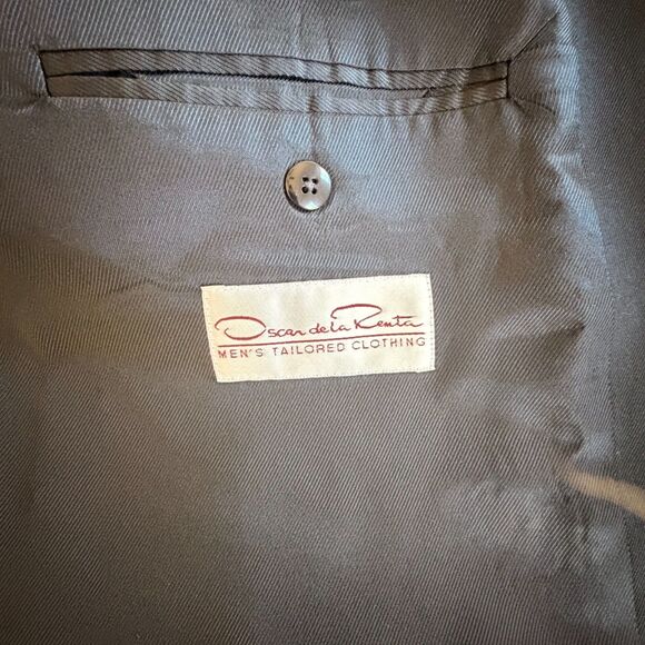 Oscar de la Renta Men’s Black Wool Blazer – 46L – Vintage Double Breasted - Picture 5 of 12